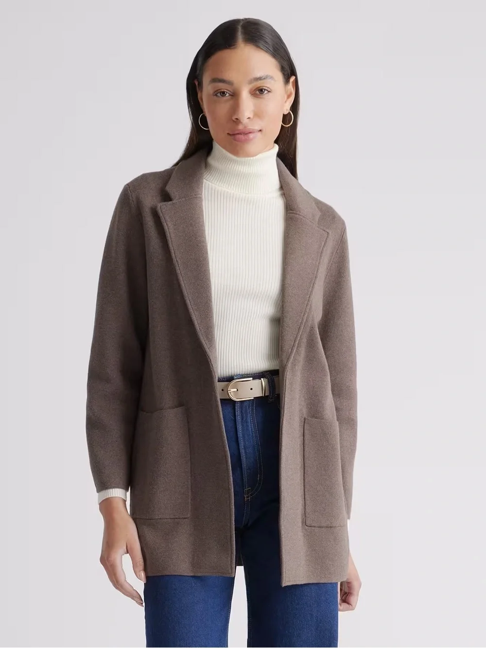 Quince 100% Organic Cotton Knit Blazer size M in brown - Picture 1 of 8